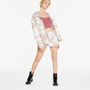 Aeropostale Tan White Plaid Mid Rise Wrap Mini Skirt Y2K 90s Clueless